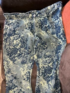 KLEEP Mens Allover Jacquard distressed denim Jeans size 38/36